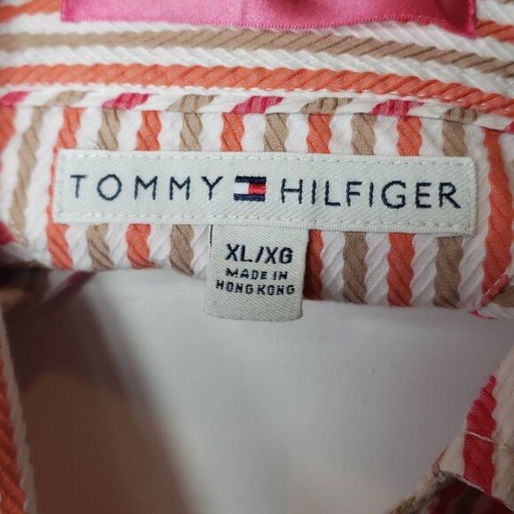 Tommy Hilfiger Women's Long Sleeve Blouse Size XL Melon, tan & white - Picture 5 of 10